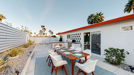 The Summit Palm Springs backyard dining and cooking area.