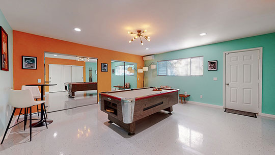 The Summit Palm Springs game room with pool table.